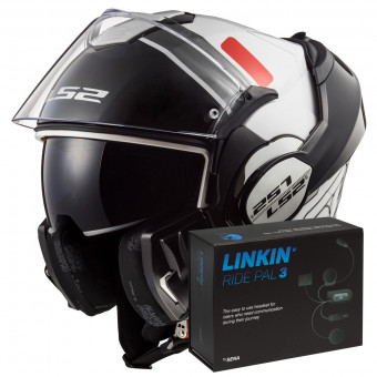 Casque Klapp LS2 Valiant Prox White Red FF399 + Linkin Ride Pal III Casque Klapp LS2 Valiant Prox White Red FF399 + Linkin Ride Pal III