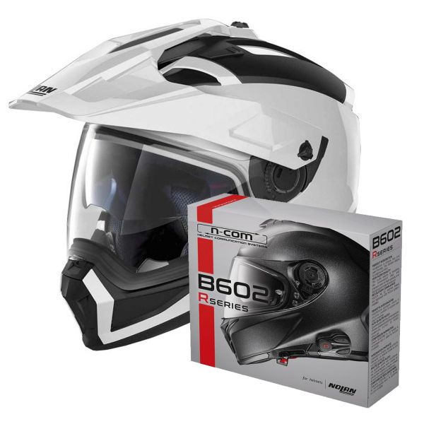 System Nolan N70 2 X Classic N-Com Metal White 5 + Kit Bluetooth B602R