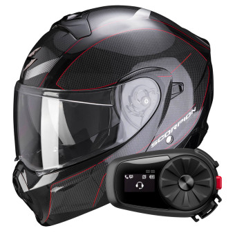 System Scorpion Exo 930 Cielo Pearl Black Red + Kit Bluetooth 5S