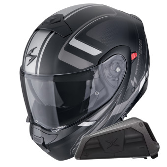 System Scorpion Exo 930 Evo Ardens Matt Black Silver + Bluetooth-Kit Exo-Com Link-1