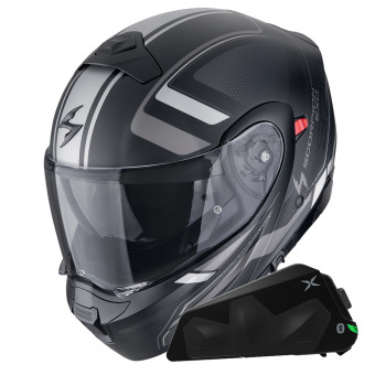 System Scorpion Exo 930 Evo Ardens Matt Black Silver + Bluetooth-Kit Exo-Com Link-1C