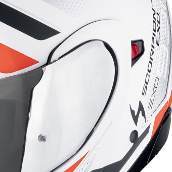 Scorpion Exo 930 Evo Ardens Matt White Black Red + Bluetooth-Kit Exo-Com Link-1C