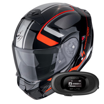 System Scorpion Exo 930 Evo Ardens Metal Black Red + Kit bluetooth 5R Lite
