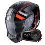 Casque System Scorpion Exo 930 Evo Ardens Metal Black Red + Kit Bluetooth 5S Solo