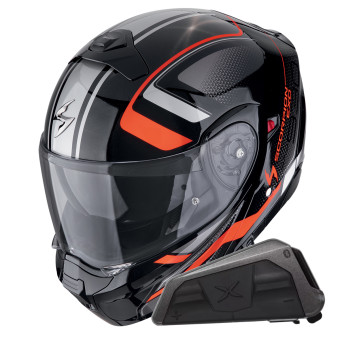 System Scorpion Exo 930 Evo Ardens Metal Black Red + Bluetooth-Kit Exo-Com Link-1