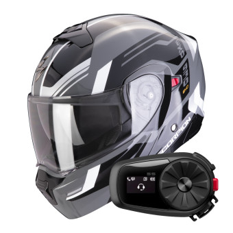 System Scorpion Exo 930 Evo Sikon Grey Black White + Kit Bluetooth 5S Solo