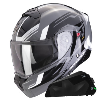 System Scorpion Exo 930 Evo Sikon Grey Black White + Kit bluetooth Exo-Com Link-1C