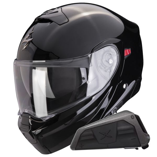 System Scorpion Exo 930 Evo Solid Black + Bluetooth-Kit Exo-Com Link-1