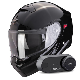 System Scorpion Exo 930 Evo Solid Black + Kit Bluetooth Lokui K30