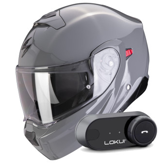 System Scorpion Exo 930 Evo Solid Cement Grey + Kit Bluetooth Lokui K30