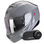 Casque System Scorpion Exo 930 Evo Solid Cement Grey + Kit Bluetooth Lokui K30
