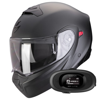 System Scorpion Exo 930 Evo Solid Matt Pearl Black + Kit bluetooth 5R Lite