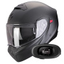 Casque System Scorpion Exo 930 Evo Solid Matt Pearl Black + Kit bluetooth 5R Lite