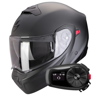 System Scorpion Exo 930 Evo Solid Matt Pearl Black + Kit Bluetooth 5S Solo