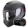 Casque System Scorpion Exo 930 Evo Solid Matt Pearl Black + Kit Bluetooth 5S Solo
