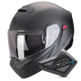 Casque System Scorpion Exo 930 Evo Solid Matt Pearl Black + Kit Bluetooth BT Mini
