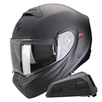 System Scorpion Exo 930 Evo Solid Matt Pearl Black + Kit bluetooth Exo-Com Link-1