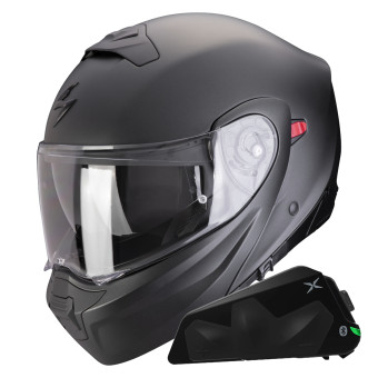 Casque System Scorpion Exo 930 Evo Solid Matt Pearl Black + Bluetooth-Kit Exo-Com Link-1C Casque System Scorpion Exo 930 Evo Solid Matt Pearl Black + Bluetooth-Kit Exo-Com Link-1C