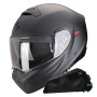 Casque System Scorpion Exo 930 Evo Solid Matt Pearl Black + Bluetooth-Kit Exo-Com Link-1C