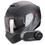 Casque System Scorpion Exo 930 Evo Solid Matt Pearl Black + Kit Bluetooth Lokui K30