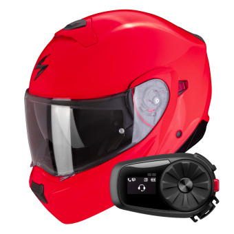 System Scorpion Exo 930 Evo Solid Neon Red + Kit Bluetooth 5S Solo