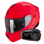 Casque System Scorpion Exo 930 Evo Solid Neon Red + Kit Bluetooth 5S Solo