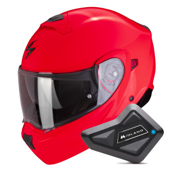 System Scorpion Exo 930 Evo Solid Neon Red + Kit Bluetooth BT Mini