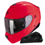 Casque System Scorpion Exo 930 Evo Solid Neon Red + Exo-Com Link-1C Bluetooth-Kit