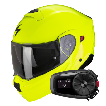 System Scorpion Exo 930 Evo Solid Neon Yellow + Kit Bluetooth 5S Solo