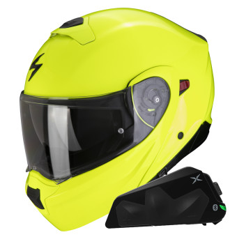 System Scorpion Exo 930 Evo Solid Neon Yellow + Bluetooth-Kit Exo-Com Link-1C
