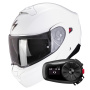 Casque System Scorpion Exo 930 Evo Solid White + Kit Bluetooth 5S Solo
