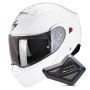 Casque System Scorpion Exo 930 Evo Solid White + Kit Bluetooth BT Mini