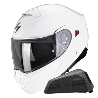System Scorpion Exo 930 Evo Solid White + Kit bluetooth Exo-Com Link-1