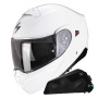 Casque System Scorpion Exo 930 Evo Solid White + Bluetooth-Kit Exo-Com Link-1C