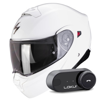 System Scorpion Exo 930 Evo Solid White + Kit Bluetooth Lokui K30
