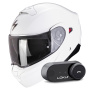 Casque System Scorpion Exo 930 Evo Solid White + Kit Bluetooth Lokui K30