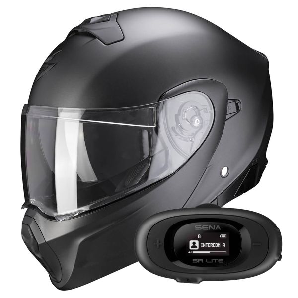 System Scorpion Exo 930 Solid Matt Pearl Black + Kit bluetooth 5R Lite