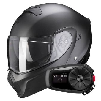 System Scorpion Exo 930 Solid Matt Pearl Black + Kit Bluetooth 5S