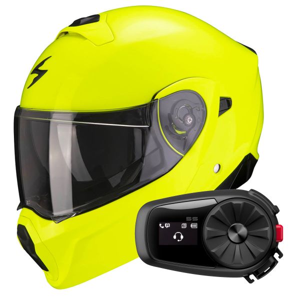 System Scorpion Exo 930 Solid Neon Yellow + Kit Bluetooth 5S