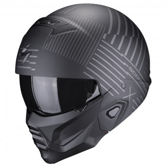 Casque System Scorpion Exo Combat II Miles Matt Black Silver Casque System Scorpion Exo Combat II Miles Matt Black Silver