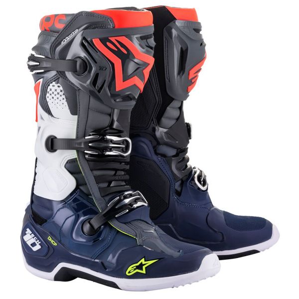Cross Stiefel Alpinestars TECH 10 Dark Gray Dark Blue Red Fluo