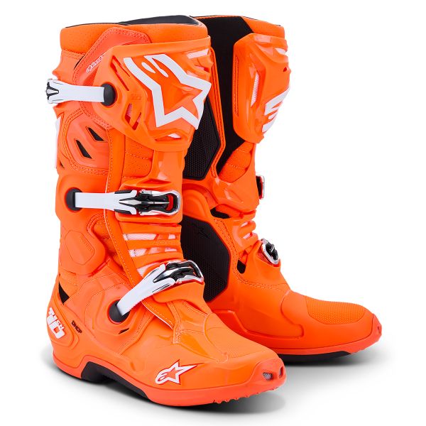 Cross Stiefel Alpinestars Tech 10 Supervented Orange Fluo Black White