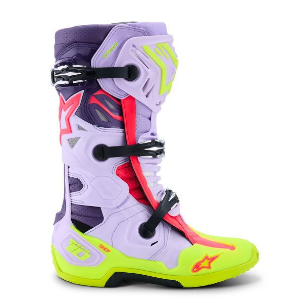 Alpinestars Tech 10 Supervented Purple Yellow Fluo Diva Pink