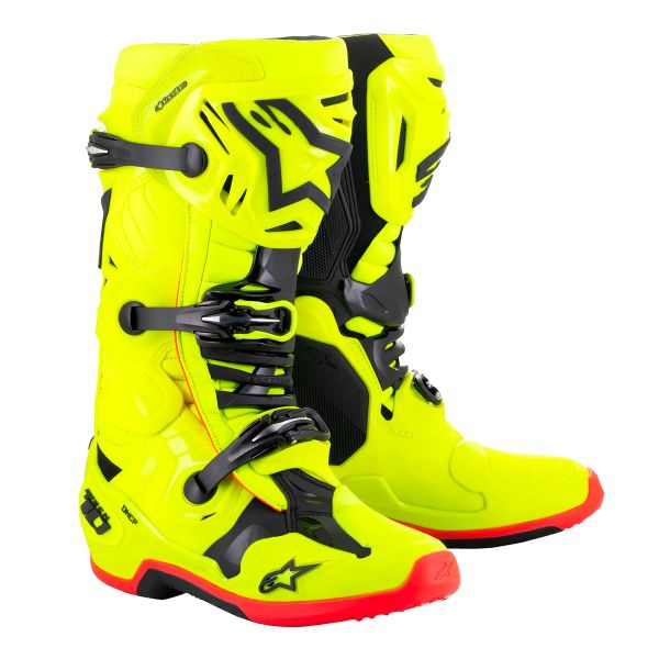 Cross Stiefel Alpinestars Tech 10 Yellow Fluo Black Red Fluo