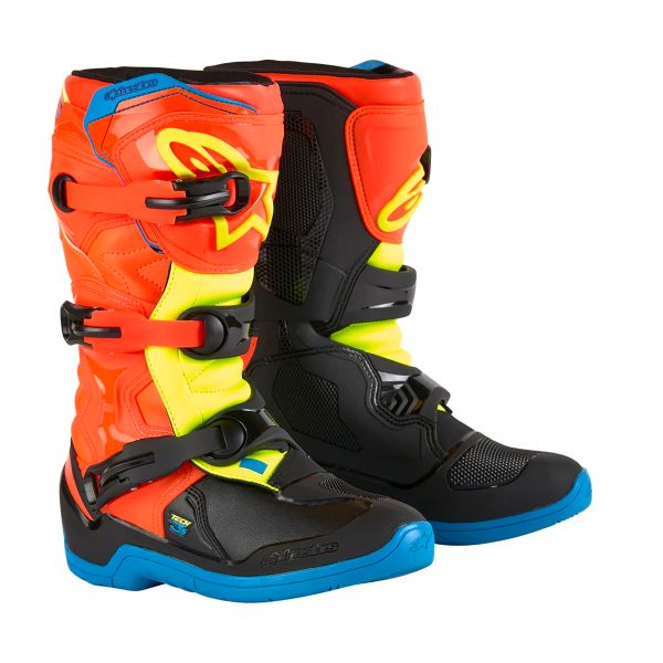 Cross Stiefel Alpinestars Tech 3S Youth Orange Fluo Enamel Blue Yellow Fluo Cross Stiefel Alpinestars Tech 3S Youth Orange Fluo Enamel Blue Yellow Fluo