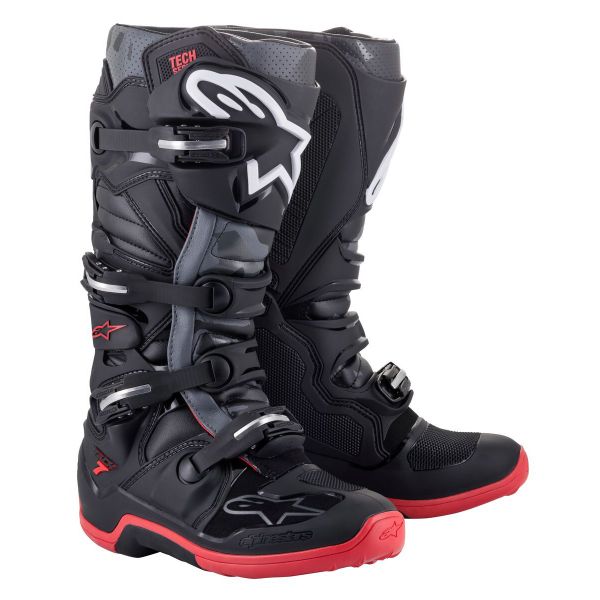 Cross Stiefel Alpinestars Tech 7 Black Cool Grey Red