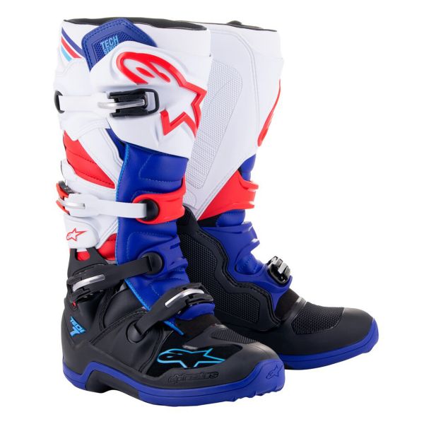 Cross Stiefel Alpinestars Tech 7 Black Dark Blue Red White