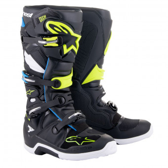 Cross Stiefel Alpinestars Tech 7 Black Enamel Blue Yellow Fluo