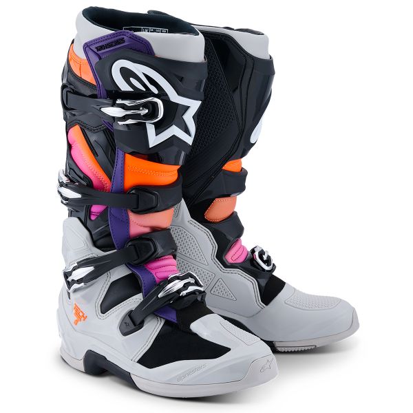 Cross Stiefel Alpinestars Tech 7 Black Lght Gry Orng FL Magenta