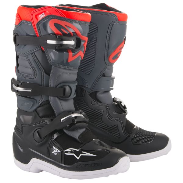 Cross Stiefel Alpinestars TECH 7 S Black Dark Grey Red Fluo Cross Stiefel Alpinestars TECH 7 S Black Dark Grey Red Fluo